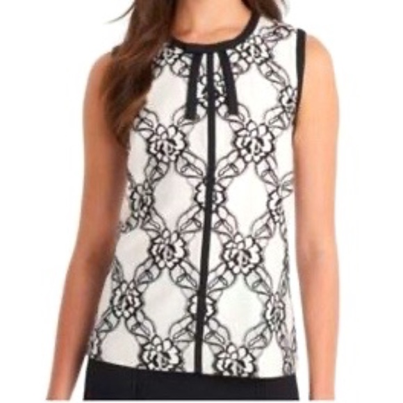 Karl Lagerfeld Tops - Karl Lagerfeld White/Black Lace Top